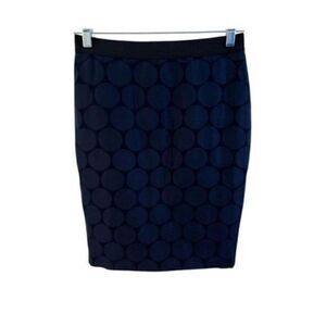 Ann Taylor Black and Navy Straight Skirt. Circle pattern. NWT. Size 2
